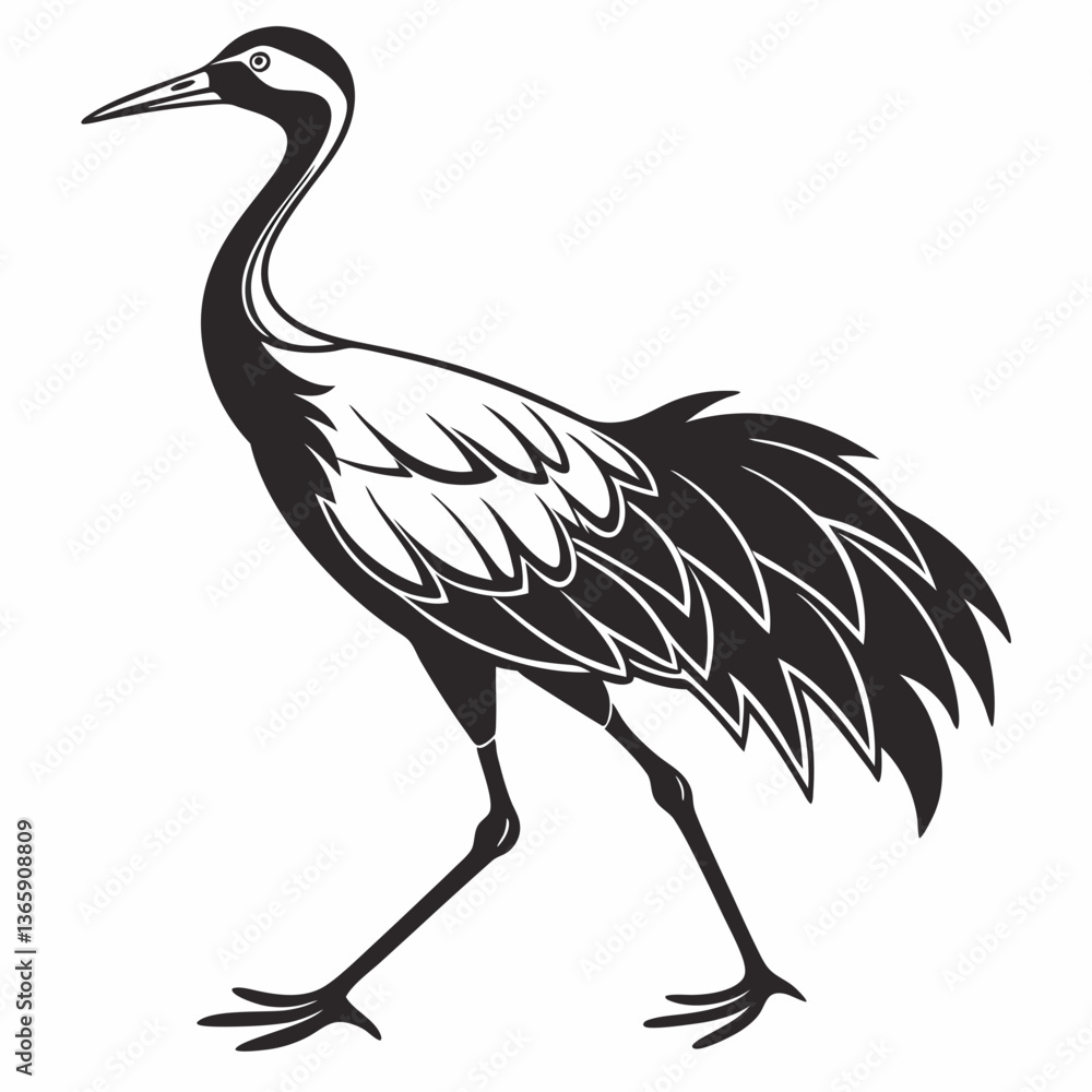 Obraz premium Crane silhouette black vector
