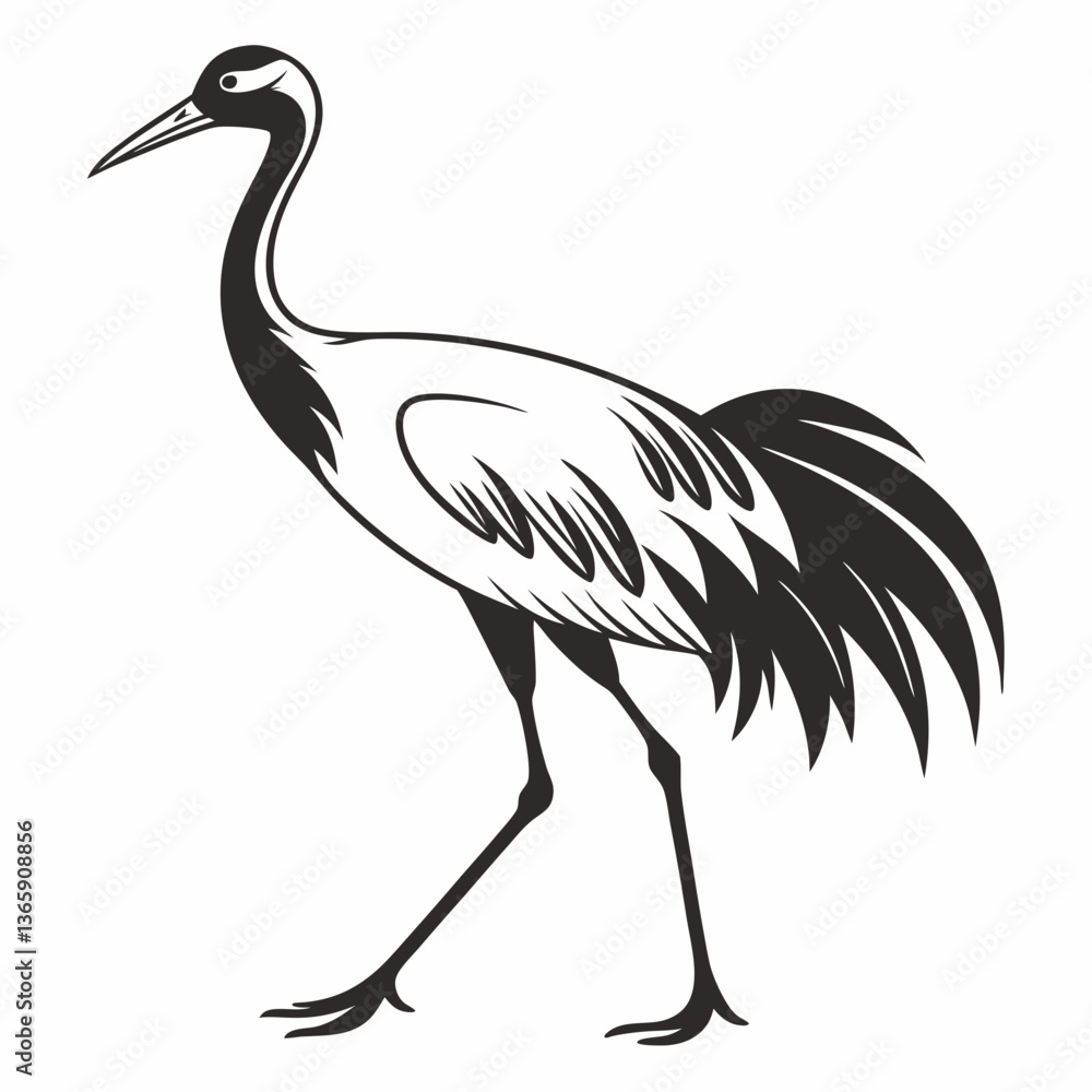 Obraz premium Crane silhouette black vector