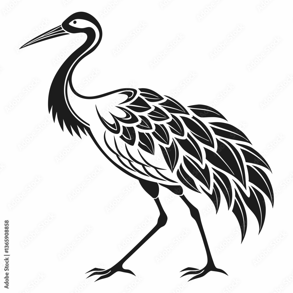 Obraz premium Crane silhouette black vector