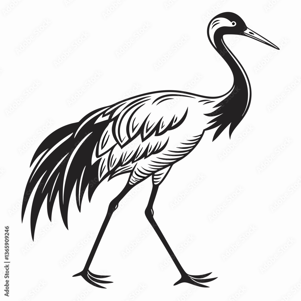 Obraz premium Crane silhouette black vector