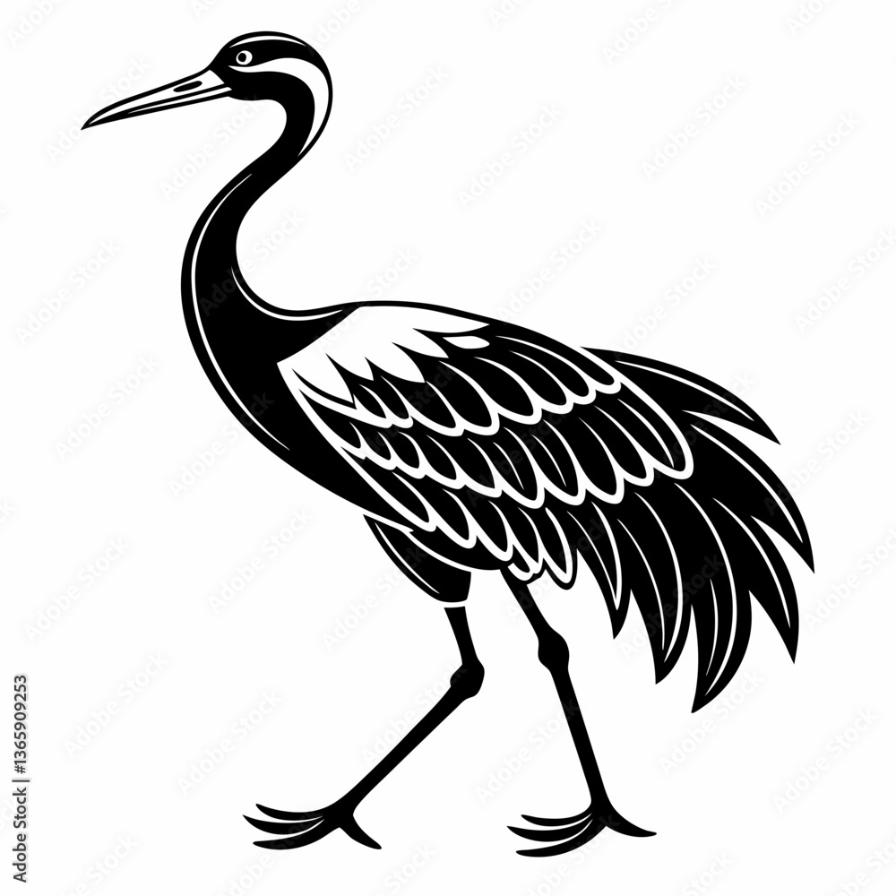 Obraz premium Crane silhouette black vector