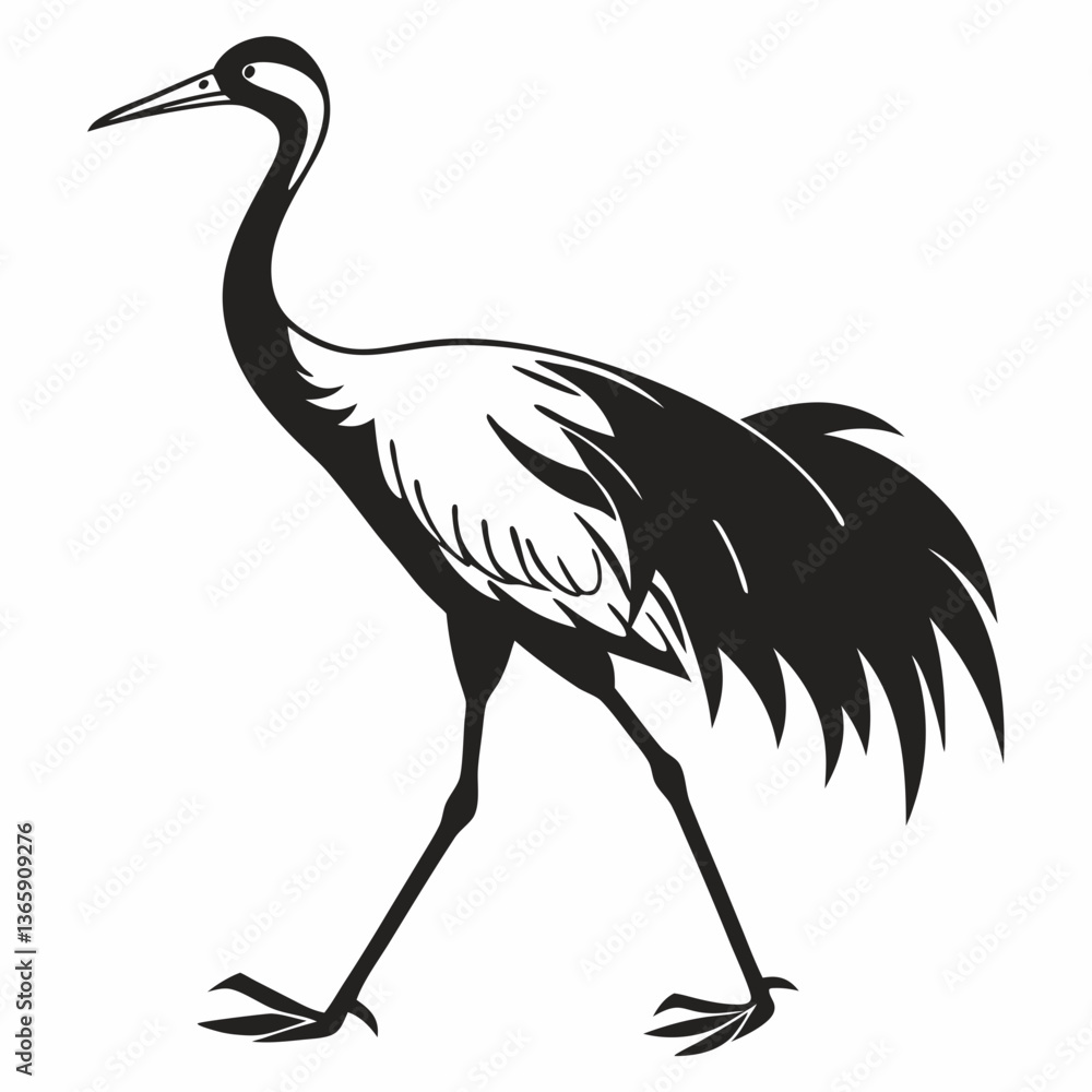 Fototapeta premium Crane silhouette black vector