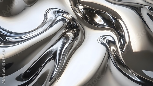 Wallpaper Mural Metallic flowing liquid surface rendered to create an abstract design Torontodigital.ca