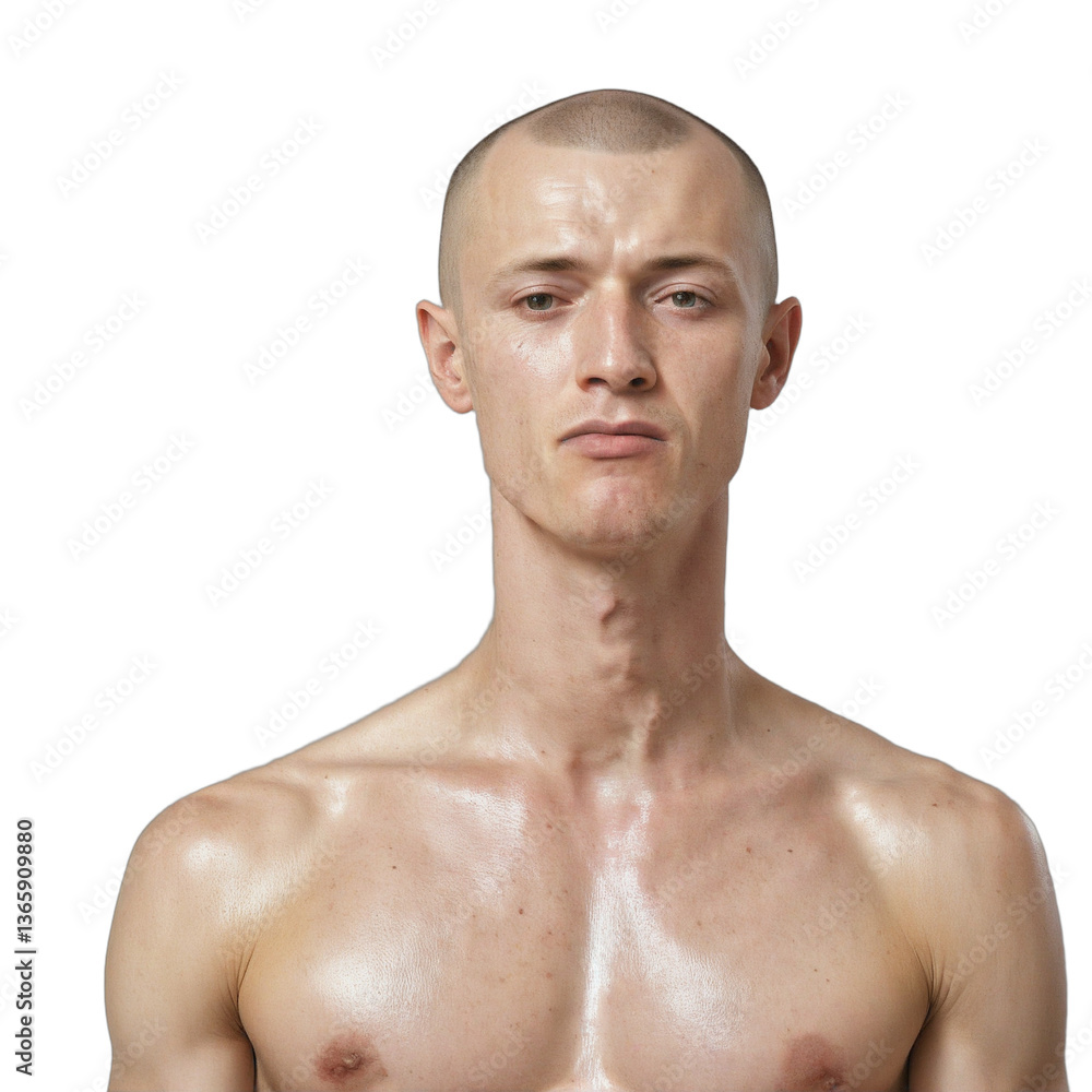 Empowered Portrait of a Resilient Russian Man Experiencing Chemotherapy