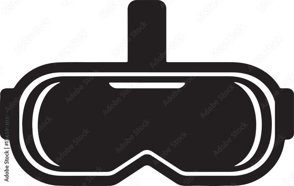 Fototapeta premium Virtual Reality Headset silhouette black vector illustration and white background