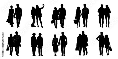 pair people silhouettes on the white background