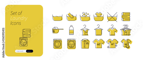 Line Art Icon Set for Laundry