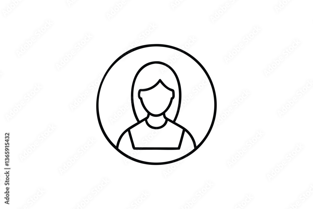 Female user account profile icon vector on white background Female user account profile icon vector on white background