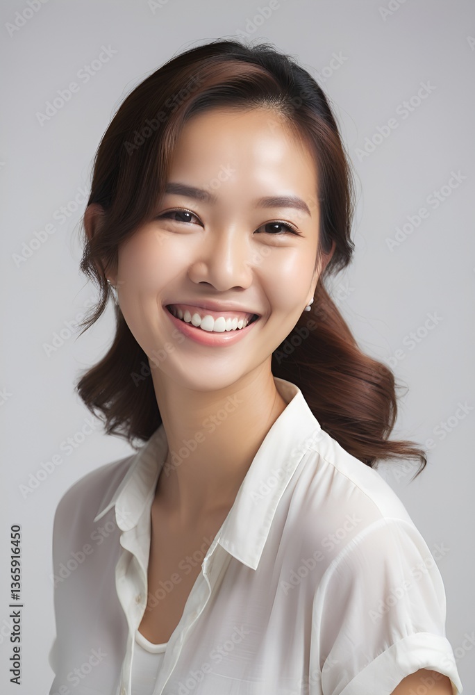 Cheerful Portrait of a Malaysian in Casual Attire against a Bright White Background