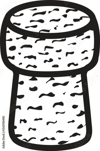 Champagne cork line art style drawing. Sketch for stopper for prosecco and sparkling wine on isolated background. For packaging and design.