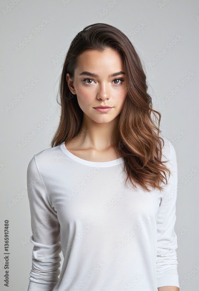 Canadian Minimalist Portrait in Contemporary Fashion with Direct Eye Contact and Soft Lighting Canadian Minimalist Portrait in Contemporary Fashion with Direct Eye Contact and Soft Lighting