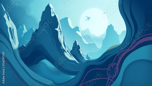 abstract blue background with waves