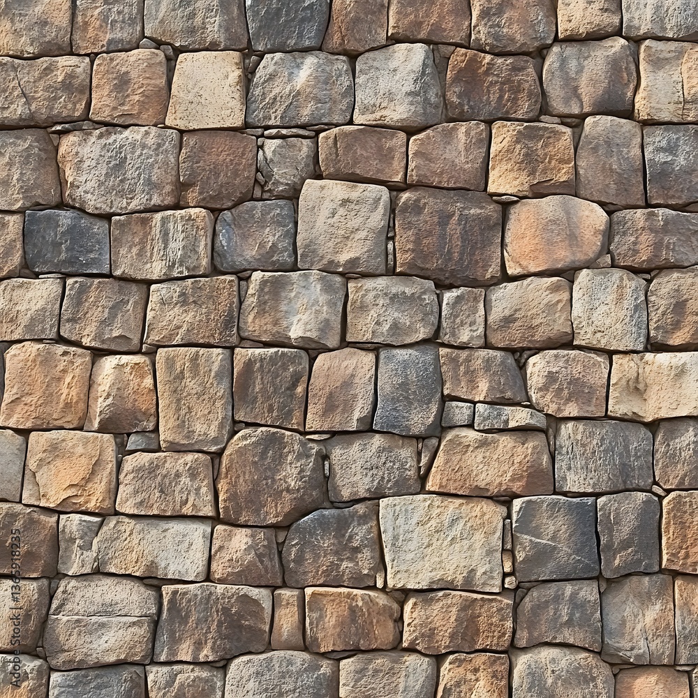 Obraz premium Rustic Brown Stone Wall Texture Seamless Pattern