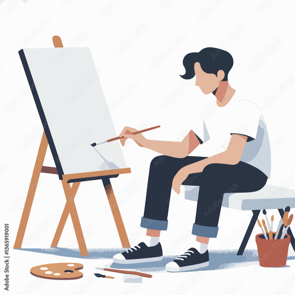 Fototapeta premium vector character people are painting art