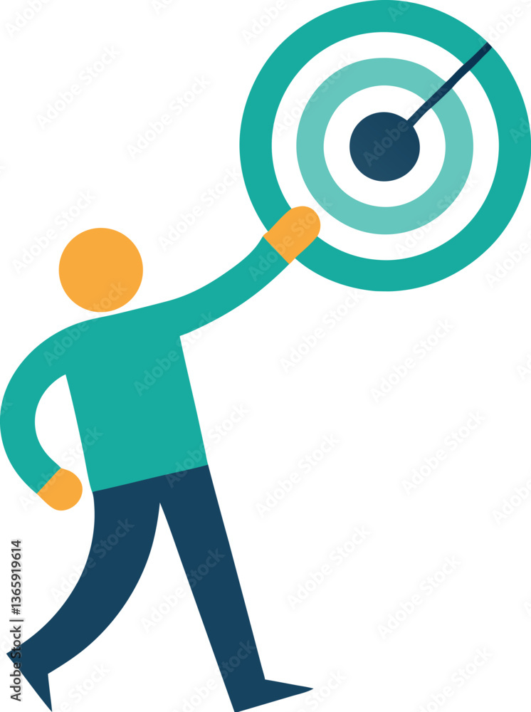 Person Reaching for a Target, Representing Goal Achievement Person Reaching for a Target, Representing Goal Achievement
