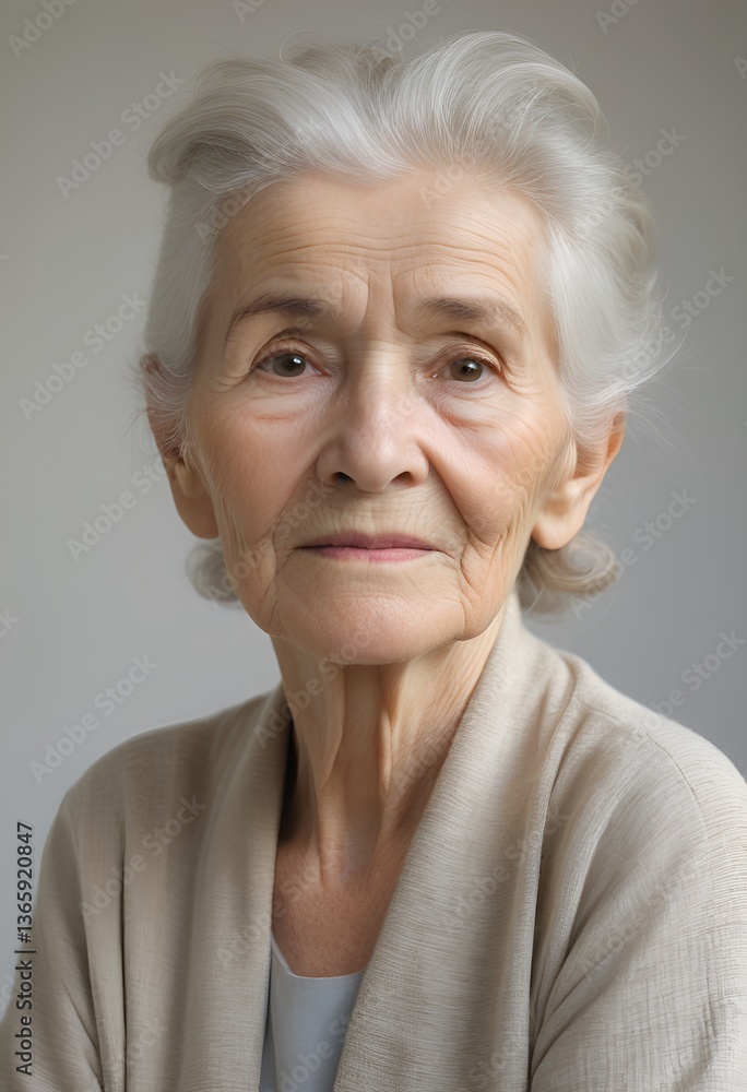 Simplicity in Focus: A Portrait of an Elderly Australian Woman in Modern Attire Simplicity in Focus: A Portrait of an Elderly Australian Woman in Modern Attire