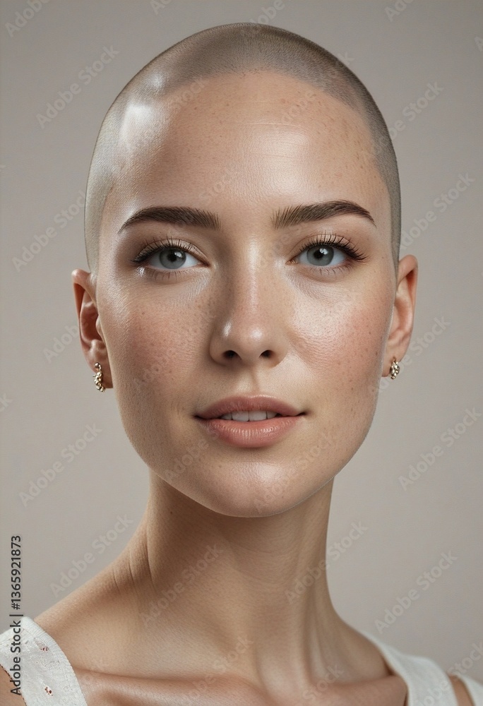 High-resolution half-body portrait of a confident Canadian woman against a simple backdrop.