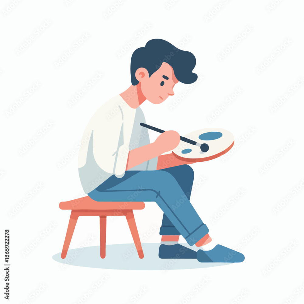 vector character people are painting art vector character people are painting art