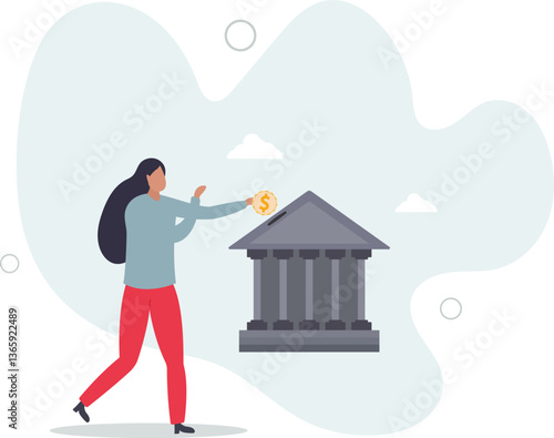 Investment bank financial service to provide invest advisory, wealth management or loan for company, money growth or profit and earning concept.flat character life .
