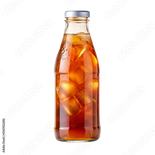 bottle of cola with ice