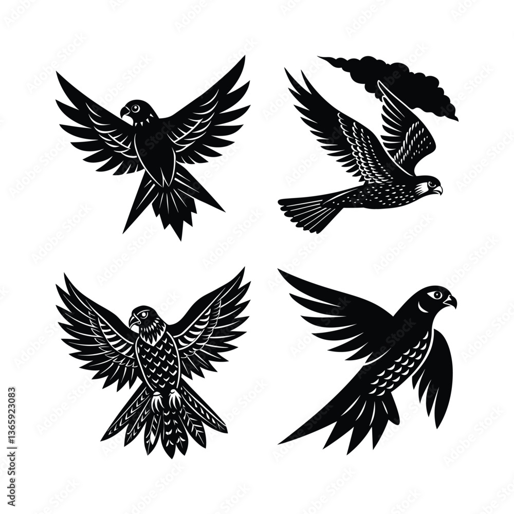 Set of phantom falcon bird vector. Set of phantom falcon bird vector.