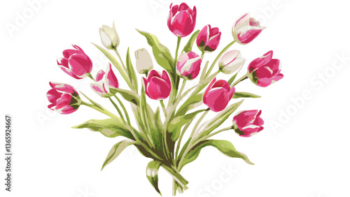 Wallpaper Mural a vibrant bouquet of red and white tulips. This floral arrangement is bursting with life and beauty, showcasing the elegance of spring Torontodigital.ca