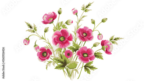 Wallpaper Mural a beautiful bouquet of pink flowers with green leaves, in full bloom, offering a vibrant display of nature's elegance Torontodigital.ca