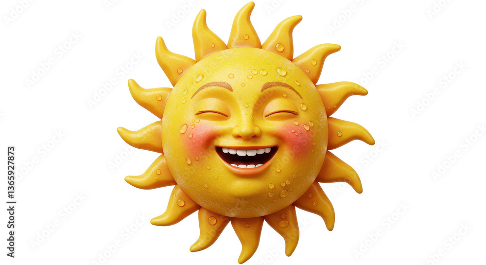 Isolated Happy Cartoon Sun Isolated Happy Cartoon Sun