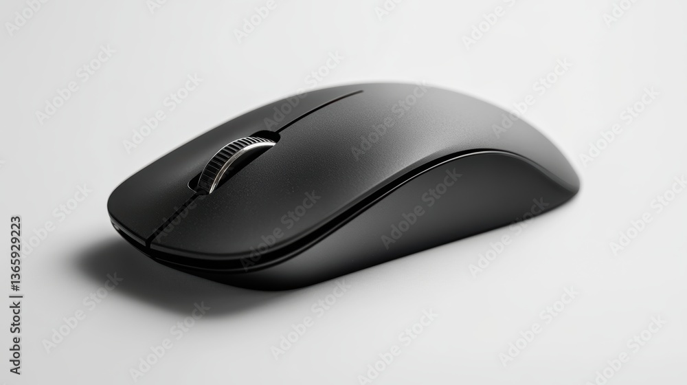 A sleek ergonomic computer mouse with soft-touch surface, placed on a white background A sleek ergonomic computer mouse with soft-touch surface, placed on a white background