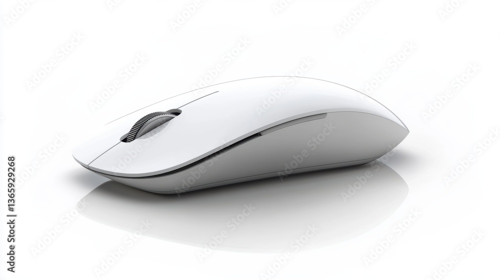 A sleek ergonomic computer mouse with soft-touch surface, placed on a white background A sleek ergonomic computer mouse with soft-touch surface, placed on a white background
