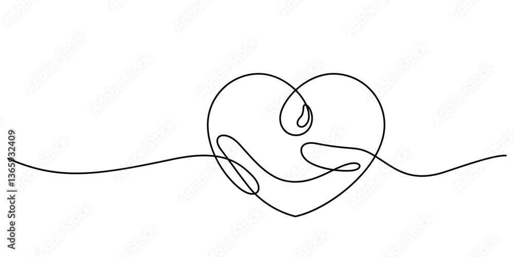 Fototapeta premium blood droplet heart shape and hand giving donor one line continuous