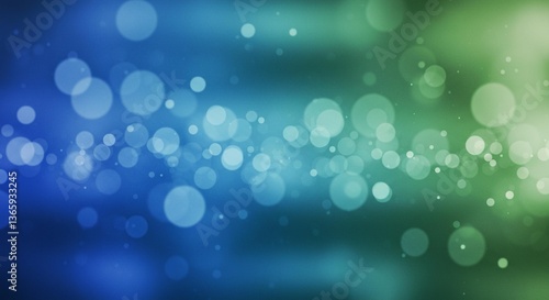 Abstract Teal and Green Bokeh Background Soft Focus Blurred Lights Sparkling Circles Festive Design