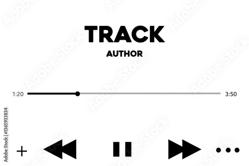 Music player interface with buttons, loading bar, sound wave sign and album photo frame