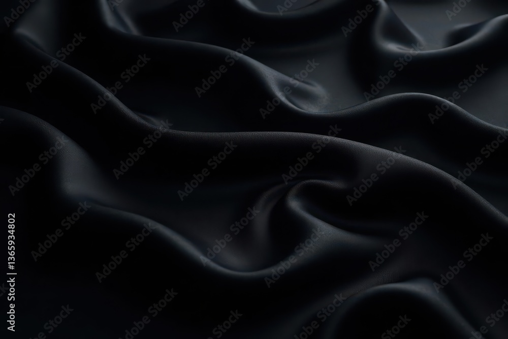 Obraz premium Deep black silk, flowing waves, luxurious texture, sheen, liquid