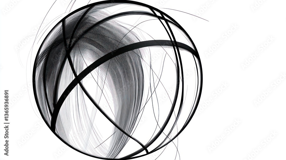 Abstract sphere, dynamic lines, white background, motion design, website banner Abstract sphere, dynamic lines, white background, motion design, website banner