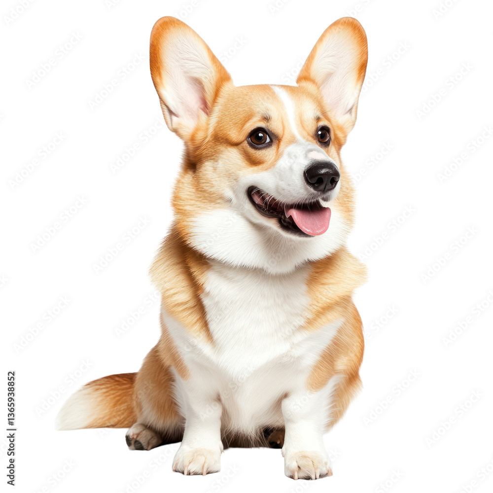 Adorable Corgi Sitting, Studio Shot, Happy Expression Adorable Corgi Sitting, Studio Shot, Happy Expression
