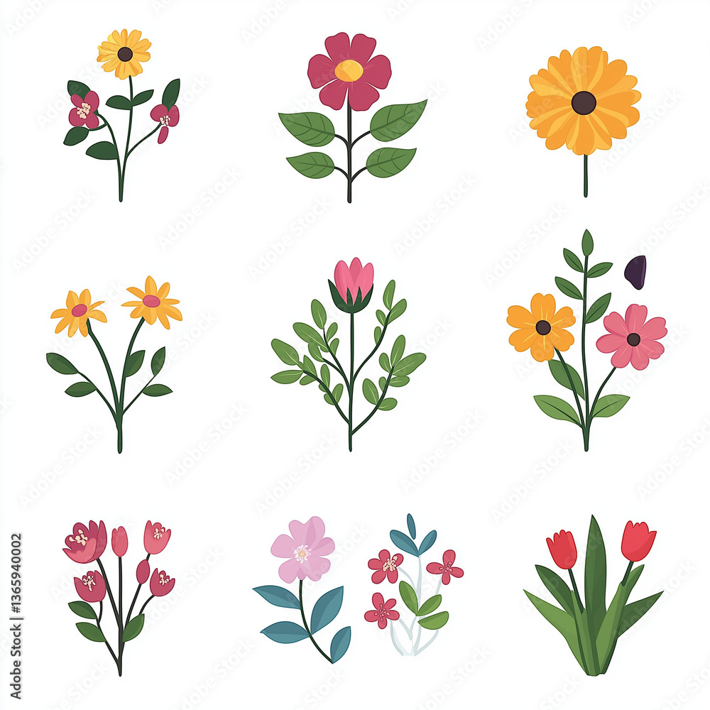 custom made wallpaper toronto digitalSimple Minimalist Flower Icons Vector Graphics for Design Projects