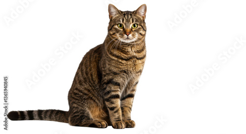 Isolated Tabby Cat Sitting