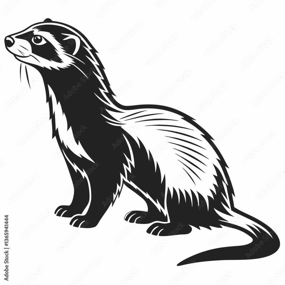 Obraz premium ferret silhouette black vector