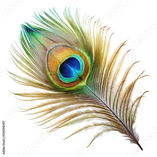 peacock feather on white background