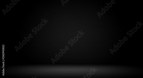Dark Black Studio Background Empty Room Dark Grey Floor Photography Backdrop Texture Wall