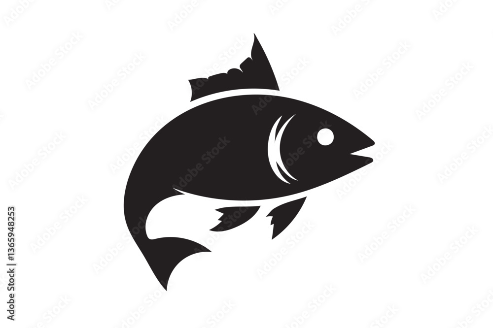 Obraz premium Fish icon silhouette on white background.