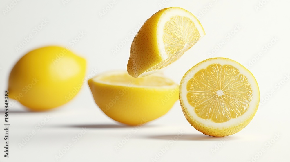 Fresh yellow lemon on a white plate with a clean background Fresh yellow lemon on a white plate with a clean background