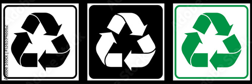 Set of recycling icons, plastic recycle symbol set, set of plastic recycling vector icons in different colour, recycle, symbol, vector, 