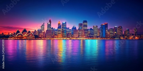 Sydney Skyline Sunset Reflections.