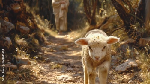 Jesus, son of God, looking for his lost sheep