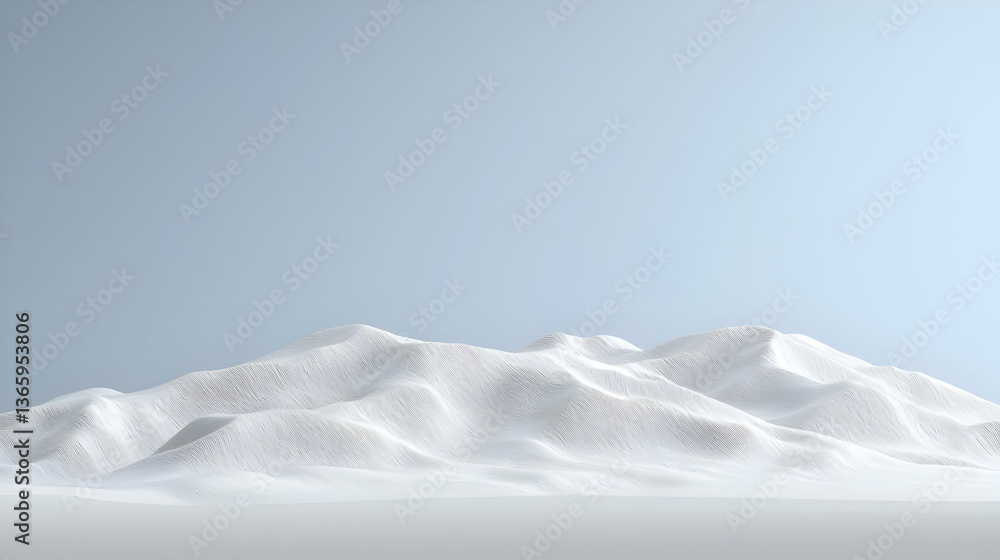 Fototapeta premium Snowy Mountain Range Against Light Blue Sky