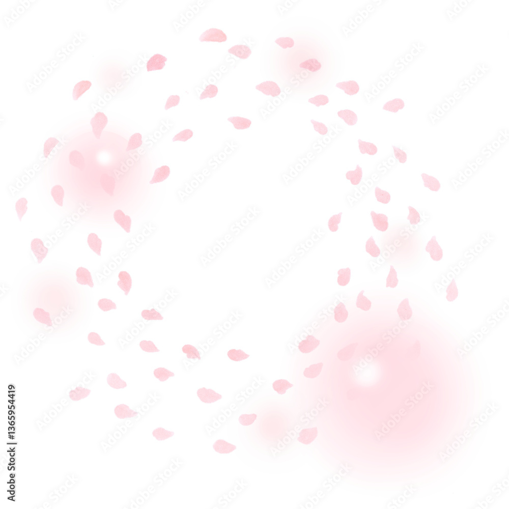 円形に浮遊する桜の花びらとピンクのエフェクト 円形に浮遊する桜の花びらとピンクのエフェクト
