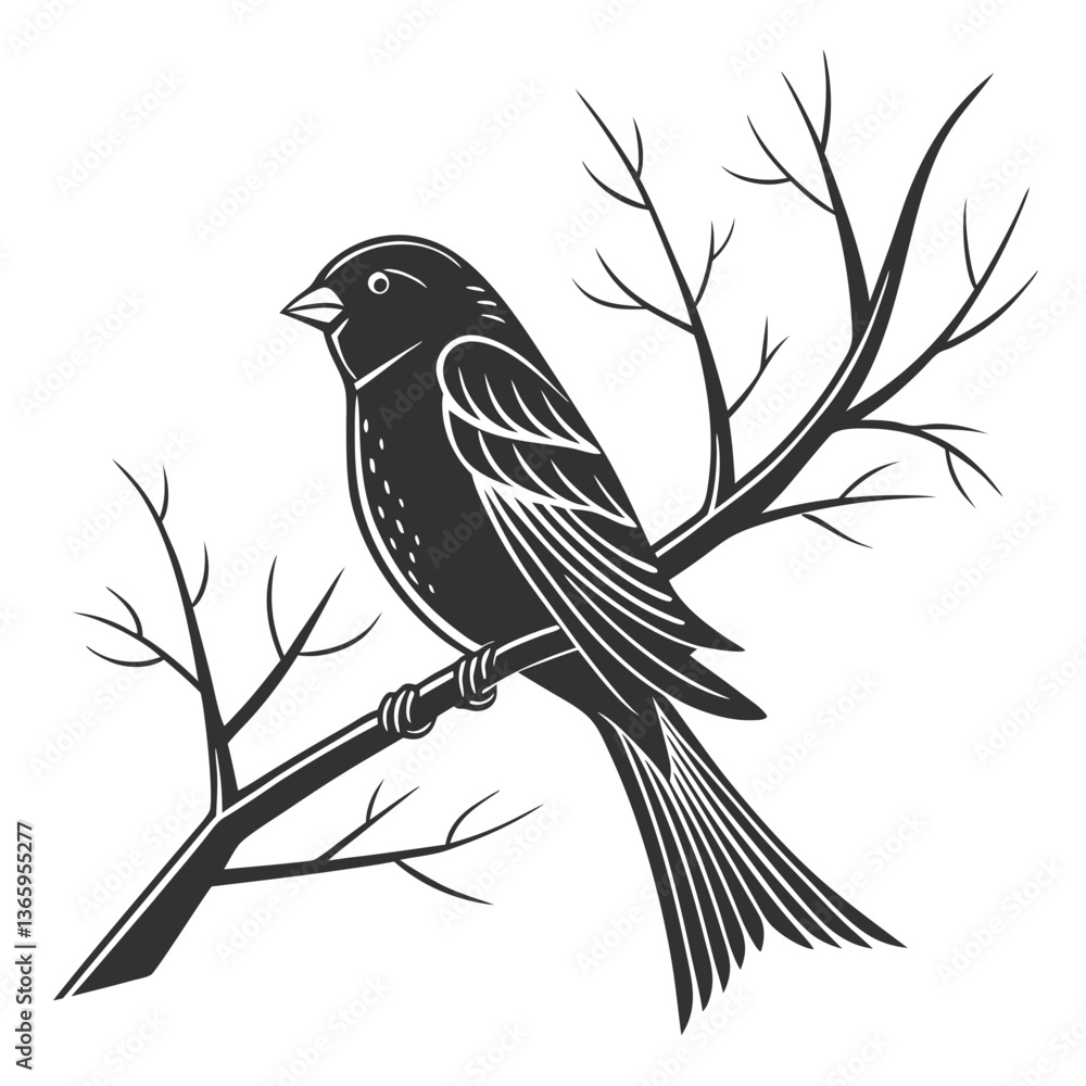 Finch silhouette black vector Finch silhouette black vector
