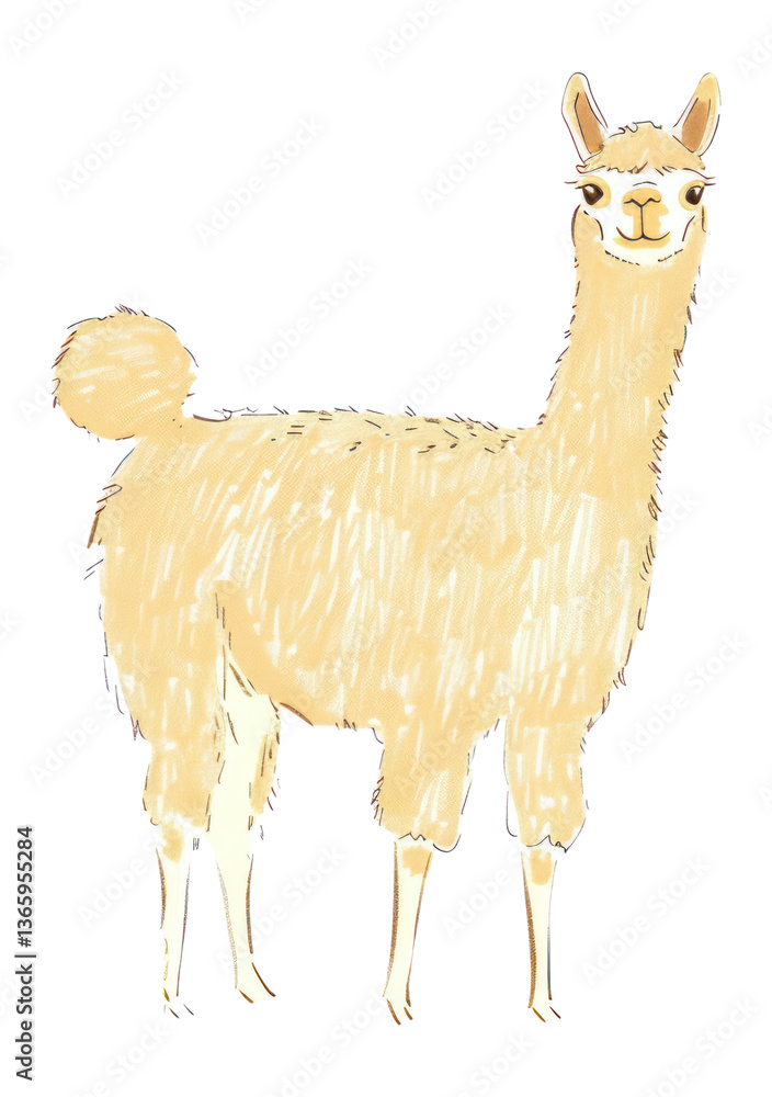 Fototapeta premium PNG Cute Alpaca illustration drawing animal alpaca.